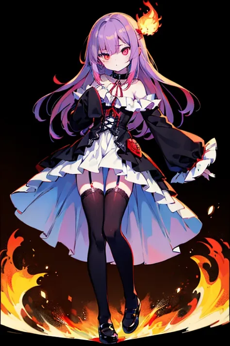 best quality, perfect face, anime, warm and soft lighting, ((1girl)), ((cute)), ((petite)), ((teen)), teenager, anime girl, ((pale skin)), 1girl, long hair, ((purple hair)), ((red highlights)), red hair ribbon, big eyes, solid eyes, pink eyes, (white pupil...