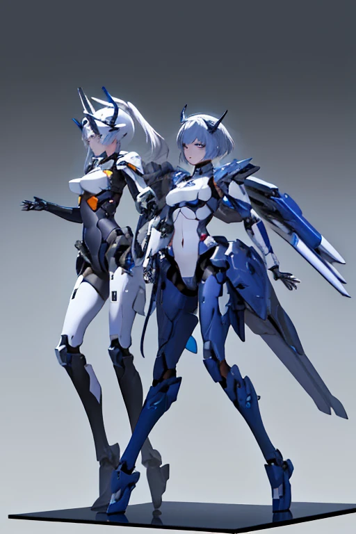 masterpiece, high quality, 2 female robots, duo, Both have human faces, Both have perfect faces, (最high quality)), ((masterpiece)), (very detailed: 1.3), 3D, {(2 female robots)}, {(Both have human facesの顔)}, {(Both of them are all machines except for their...