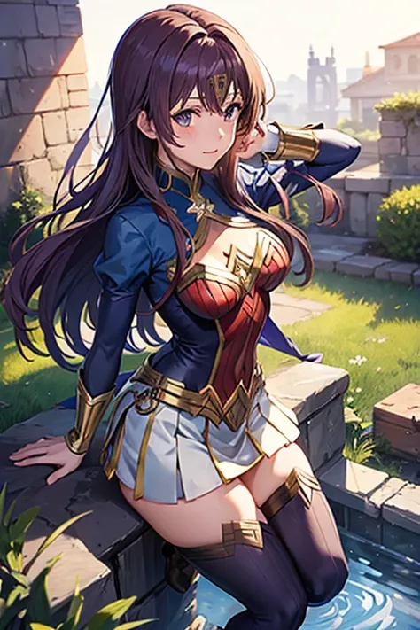 criate Violet evergarden, anime style, wearing wonder womans oficial uniform