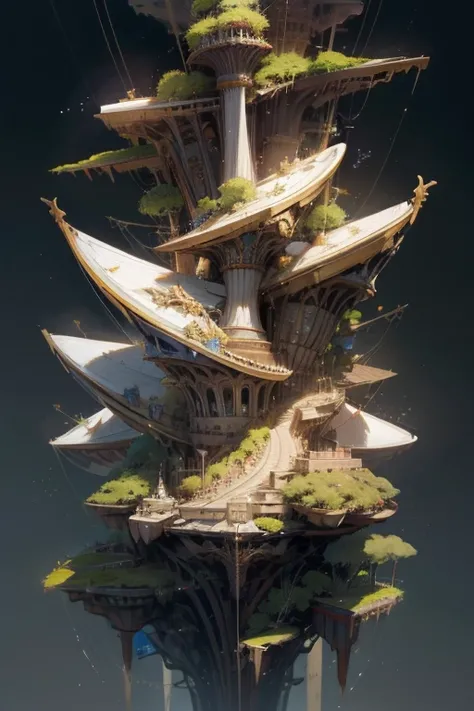 Many islands hover in the sky, intricately interconnected by a fleet of small, fancy aircraft. The cities built upon these islands are a breathtaking sight, adorned with magic plants that emit a realistic glow in the ultra-high definition, 32K configuratio...