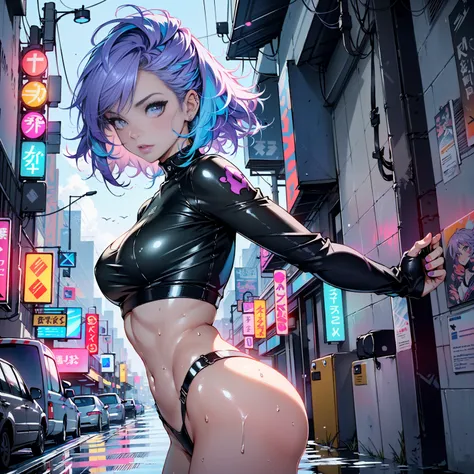 cute cartoon girl,(((1girl))),((extremely beautiful liquid paint hair haired anime girl)),

(large breasts:1.4),short hair,(((liquid paint hair:1.1,neon purple hair|neon pink hair|neon blue hair|neon aqua hair|purple hair|fuchsia hair|fluorescent blue hair...