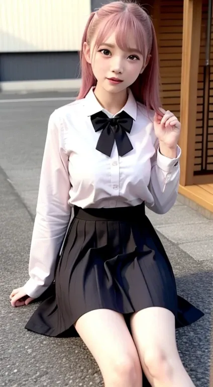 1 woman、((3d anime))、cute、8-year-old、glossy pink hair、long hair, random outfit、cute服, sexy pose、dating around town、mini skirt、cu...