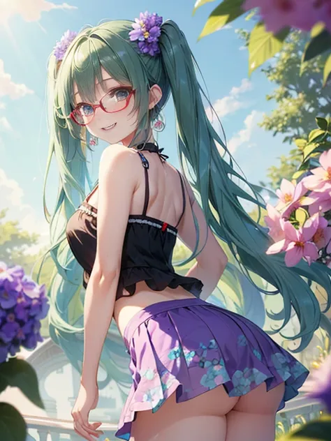 glasses、小さなgirl、the arrival of spring、big butt、 (alone:1.5,)super detailed,bright colors, very beautiful detailed anime face and...