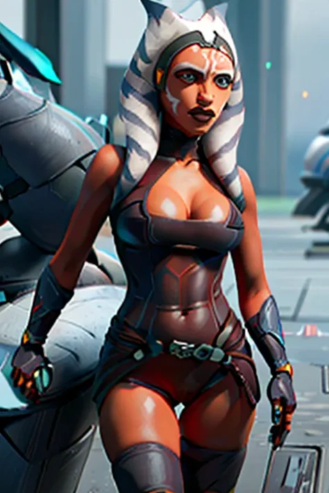 (8k, best quality, masterpiece:1.2), (realistic, photo-realistic:1.37), ultra-detailed, 1 ahsoka ,cute, solo, (huge breasts:1.5),(beautiful detailed eyes), (smile:1.2), (closed mouth), erotic pose, dancing, depth of field, dark intense shadows, sharp focus...