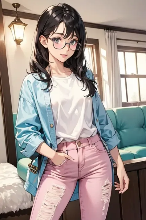 In Happy Home Designer, when her house is designed, the player can visit her and find her in casual wear. She wears a pink and white blouse, light blue jeans, and black glasses. Otherwise she wears her usual summer clothing as seen in New Leaf, and her clo...