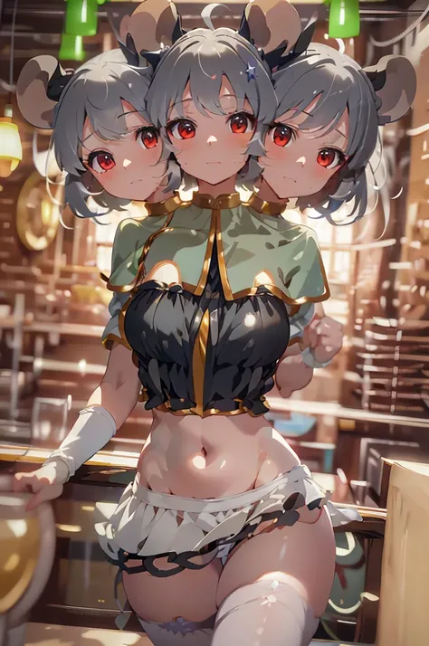 (masterpiece, best quality), best quality, (ultra-detailed), (3heads:1.5), 1girl, (nazrin:1.3), masterpiece, best quality, ultra quality, ultra resolution, ultra detail, brownish-black top, crop top, ((stomach)), midriff, ((groin)), brownish-black skirt, n...