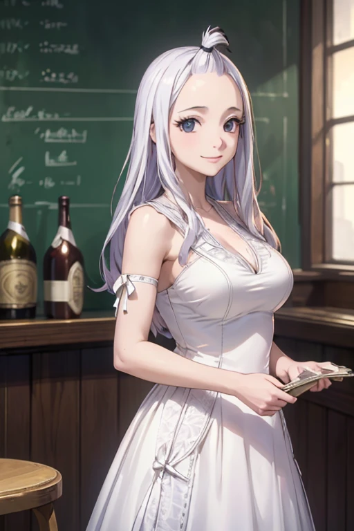 ultra realistic 8k cg, masterpiece, ((ultra detailed background, delicate pattern, intricate detail)), (highly detailed, fine details), best quality, 1girl, (photorealistic:1.4),beautiful lighting, absurdres, RAW photo, film grain,  Mirajane Strauss with a...