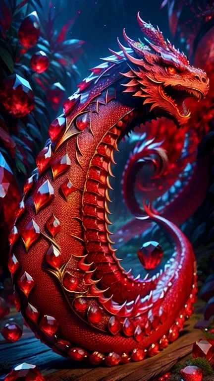 ruby style, dragon, red crystals