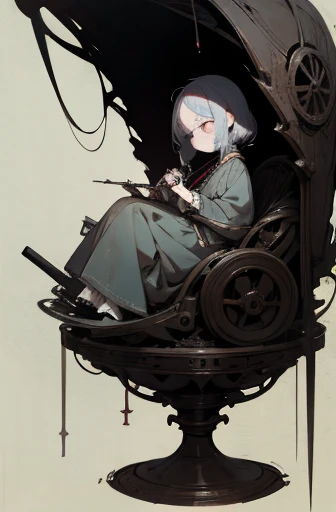 ((girl tied to a machine)), scribble, nightmare, doll-like face, cartoon style, rough sketch, , (masterpiece), (High resolution), (super delicate), (clear), Comic book style illustrations,(Horror elements), Japanese painting illustration, full body,(snap s...