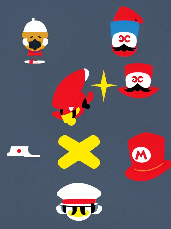 
"LEE LEMON" Closeup of cute chibi Mario, wearing his iconic red hat with the white "M" on it and blue overalls. His mustache is visible in front view. The background has the Super Mario Bros world in a simple cartoon style. It is vector art with flat colo...