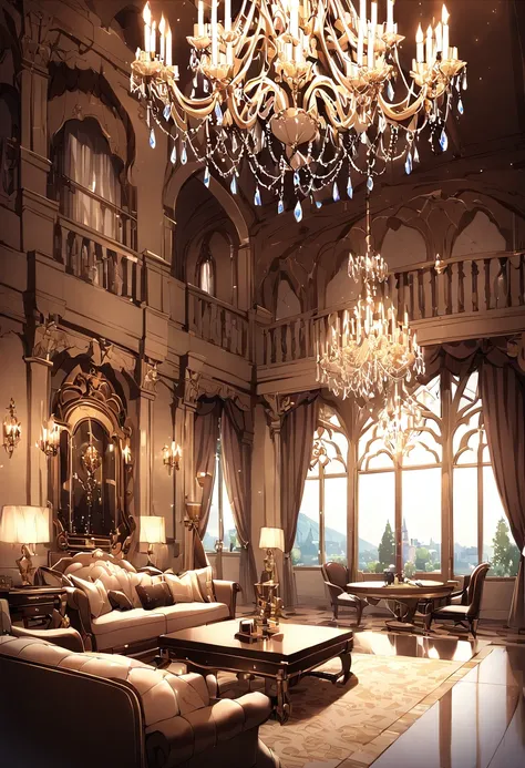 castle　luxury room　interior　chandelier