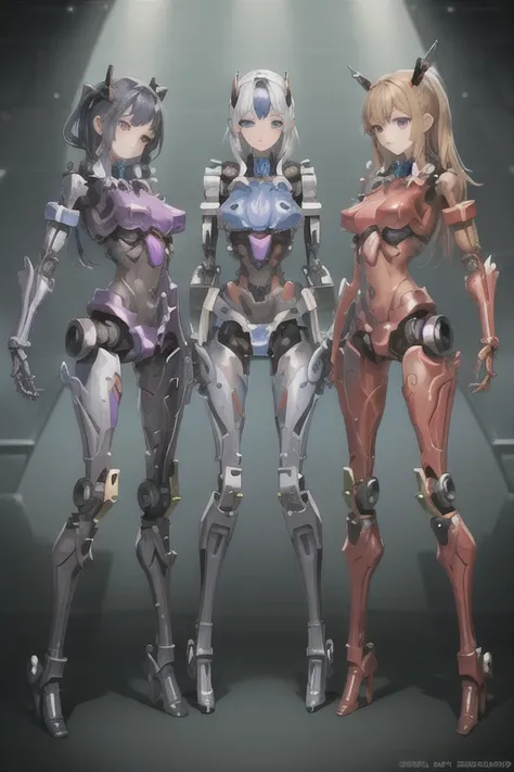 multiple girls,
 mecha musume,
 mechanical parts,
 robot joints, android, Machine body, (masterpiece, 最high quality, high quality, High resolution, Super detailed),
 perfect face