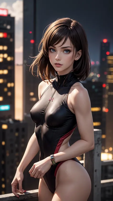 ((最high quality, 8K, masterpiece: 1.3, Ultra HD, high quality, 最high quality, High resolution, realism)) 、Motoko Kusanagi from Ghost in the Shell、slender、Slender, muscular body that&#39;s toned like an athlete&#39;s、I don&#39;t want my head to disappear fr...