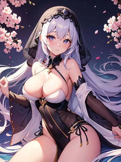 anime girl, veil over her head, anime goddess, cute naked anime waifu, guweiz, alluring beautiful anime woman, beautiful anime woman, beautiful anime girl, guweiz on Artstation pixiv, guweiz on Artstation pixiv, kawacy, detailed clean anime art, works deta...