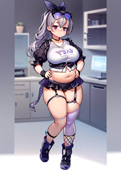 (masterpiece, best quality, highly detailed), 1girls, big belly, blurry background, huge belly, art by kipteitei, round belly, chubby, curvy, simple_background, gradient_background, belly grab, enormous belly, fat belly, thicc, bigger belly, really big bel...