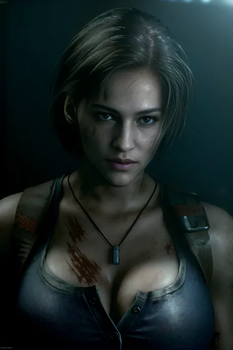 ((masterpiece, best quality)), big breast, Jill Valentine, Cinematic,  ultra detailed character, ultra realistic photography