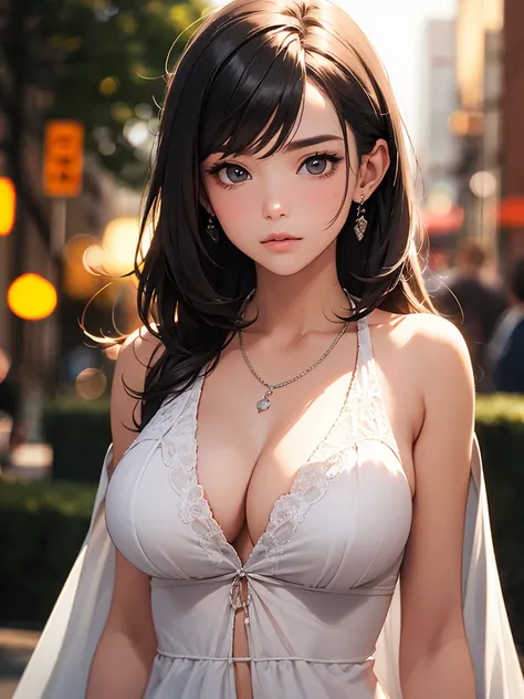 best quality, masterpiece, High resolution, a girl, thick chest vest, necklace, jewelry, pretty face, big breasts, more than_Body, Tyndall effect, lifelike, dark studio, edge lighting, two-tone lighting, (HD skin: 1.2), 8K Ultra HD, SLR camera, soft light,...