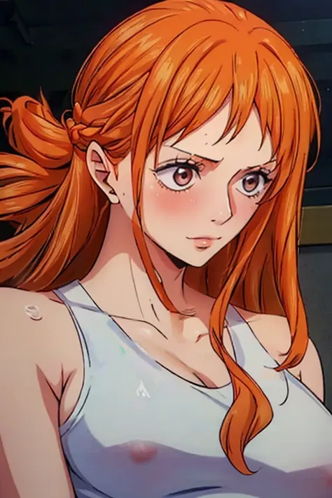 (((masterpiece))), (((best quality))), ((ultra-detailed)), (highly detailed CG illustration), Nami, (nsfw:1.2), (masterpiece:1.5), Detailed Photo, Sexy, (Best Quality: 1.4), (1girl), Beautiful Face, (Orange Hair, long Hair: 1.3), Beautiful Hairstyle, beaut...