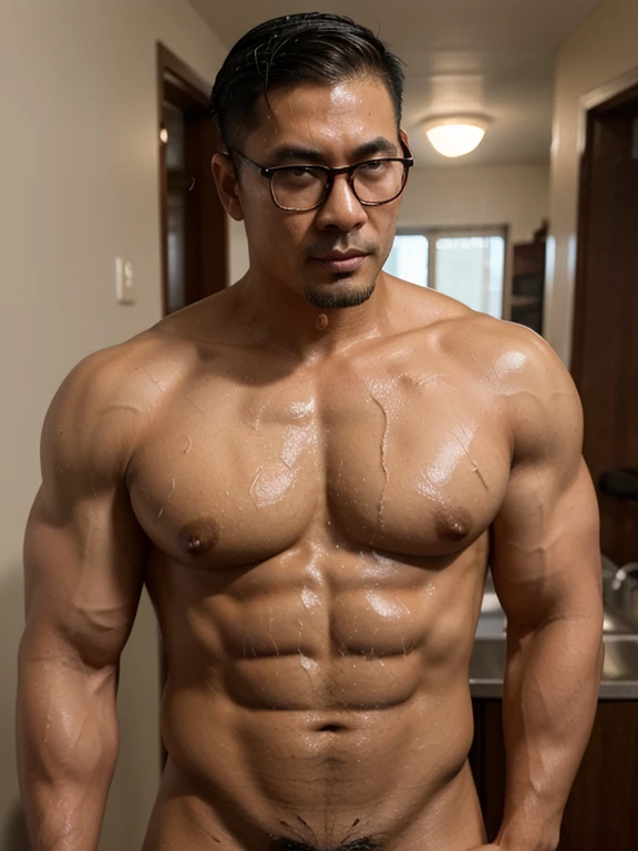 asian , daddy , man , middle age , glasses , muscle , barebacked , sexy , big dick , lewd, erotic , masturbate , suck dick , wet hair , undercut hair lewd, erotic , sexy daddy body , tobaco