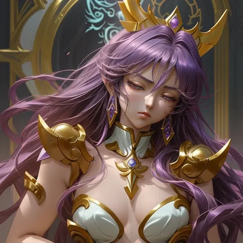 Saint Seiya、Purple dragon、God Cross、femele、Beautiful face、painterly、ultra-detailliert、CG