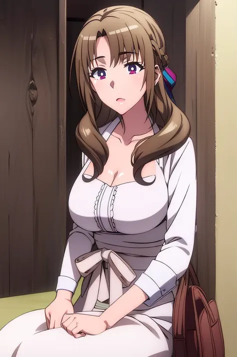 1girl, mamako oosuki in the anime okaasan online, very big breasts, very detailed