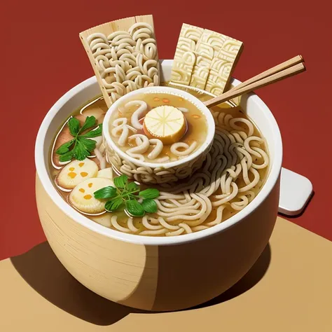 Crea un icono de ramen dibujado que se vea bien en 2d