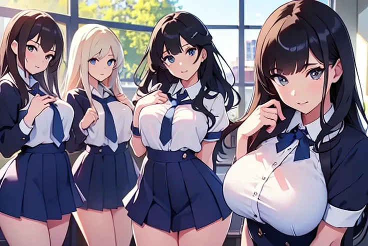 4girls,quartet,squad,cowboyshot,pov,beautiful detailed eyes, detailed lips, long eyelashes, bright and vibrant colors, natural lighting,(best quality, 4k, highres), ultra-detailed, soft and smooth texture, no distractions, dreamlike sensation, slight bokeh...