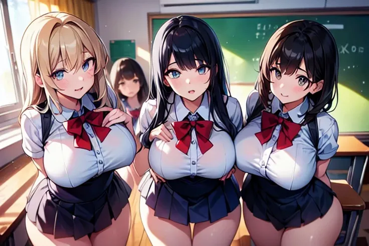 4girls,quartet,squad,cowboyshot,pov,beautiful detailed eyes, detailed lips, long eyelashes, bright and vibrant colors, natural lighting,(best quality, 4k, highres), ultra-detailed, soft and smooth texture, no distractions, dreamlike sensation, slight bokeh...