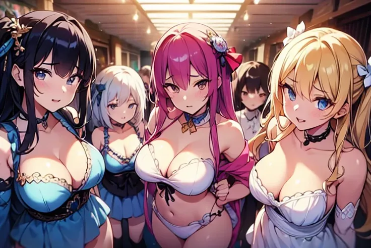 (Harem:1.2),4girls,quartet,squad,cowboyshot,pov,beautiful detailed eyes, detailed lips, long eyelashes, bright and vibrant colors, natural lighting,(best quality, 4k, highres), ultra-detailed, soft and smooth texture, no distractions, dreamlike sensation, ...