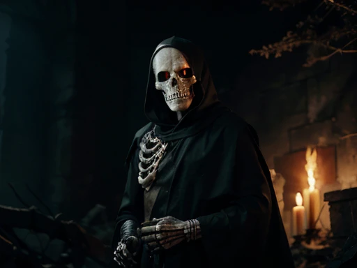 a regal and imposing presence. The Skeleton King, with his hollow eyes and ivory skin, emerges from the shadows, his bones creaking with every move. Despite his skeletal appearance, the artist uses photorealistic techniques to bring his skin to life, every...