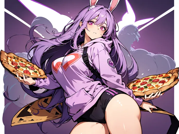 1 female, teacher, wearing light purple hoodie, bootyshorts, thicc ass, large breast, light purple hair, long hair, light purple...