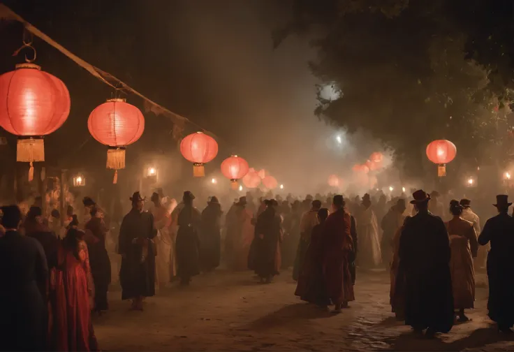 "A mesmerizing and haunting portrayal of the Night Parade of One Hundred Demons – a masterpiece with impeccable quality, depicting a mystical and ethereal atmosphere. Capture the essence of the parade with intricate details, immersive lighting and shadows,...