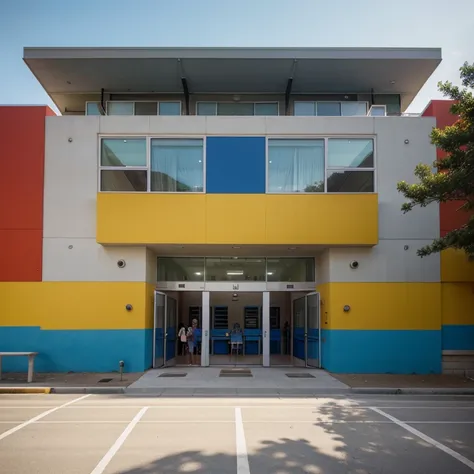 facade of children’s school, children, architecture, modern, colorful, sustainable