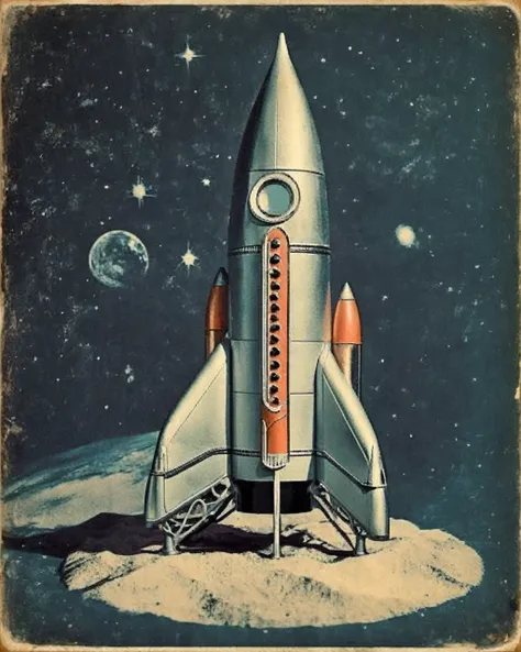 retro_foguete, retro vintage space rocket