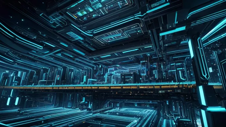 Using the concept of C language to modernize the city, we introduce a futuristic fortress with sleek high-rise buildings. Each structure is adorned with advanced optical fiber systems, connecting them in a harmonious technological network. High-tech elemen...