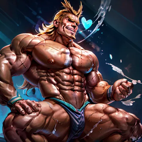 solo，male only，Raised sexy，Raised sexy，Bright mostly white gym，White transparent G rope bikini，Lingerie，Island plate，Light blue heart-shaped accessories，Giant muscles，super muscleale appearance，Mature male， handsome， only underwear lewdness， of a shirtless...