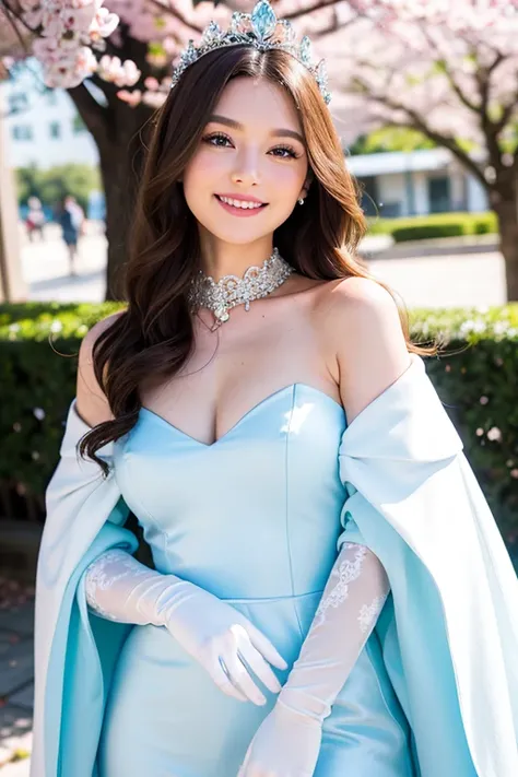 1 girl, 17 yo, shes a goddess of beauty from japan, she looks very kind and cute, wearing light blue very long sleeve dress ((very long sleeve dress:7,9)), her body perfectly covered by her white long sleeve dress (((covered: 6,8))), her chest covered by h...