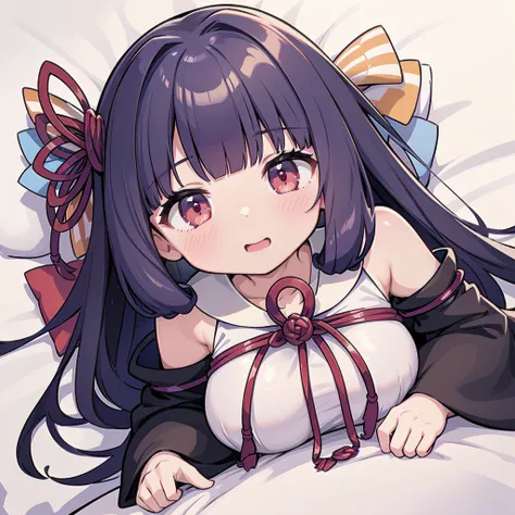 (((akane kotonoha and aoi kotonoha)))、(((lying on the bed)))、(((２girl girl)))、(kotonoha akane, hair ribbon
black dress, detached...