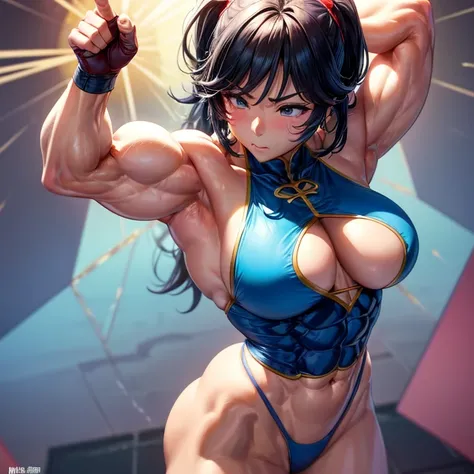 Close-up of a person in a bikini posing for a photo, muscle发达的 girl, muscle发达的!!, Bodybuilding Superhero Bikini, muscle发达的!, bursting with muscles, feminine and muscle发达的, The strongest posture, muscle发达的!!!, large muscles, muscle发达的! fantasy, a muscle发达的,...