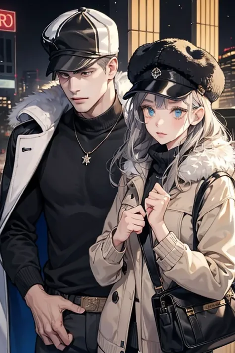 The couple both look like dead humans, as they both sport human bones. The girlfriend has little parts of grey hair around her skull, a brown purse, and a fur coat. The boyfriend has a blue cap, along with a ripped sweater and ripped pants. Andy Ristaino h...