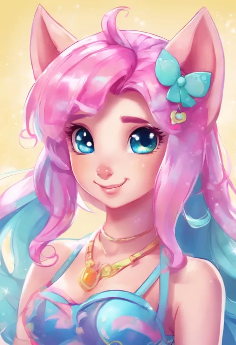 My little pony,cartoony,Fluttershy,adorable,cartoon,magenta,soft pastel colors,bright and vibrant,baby blue lingerie,pink hair,shy expression,kind eyes,shy smile,small wings,peaceful and serene background,whimsical artwork,artistic strokes,stylized details...