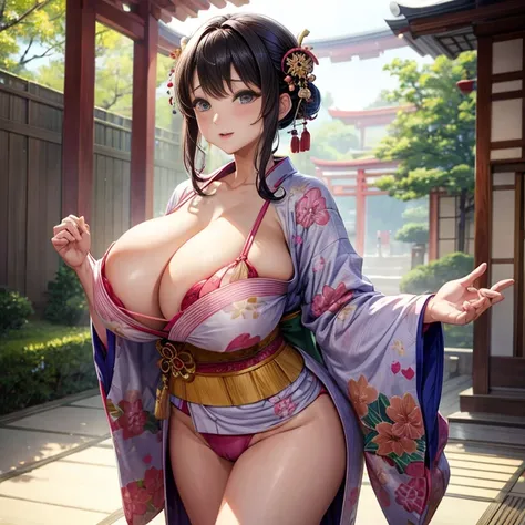 beautiful big breasted japanese、kimono、yukata、camel toe、huge tit、nipple puff、cleavage、