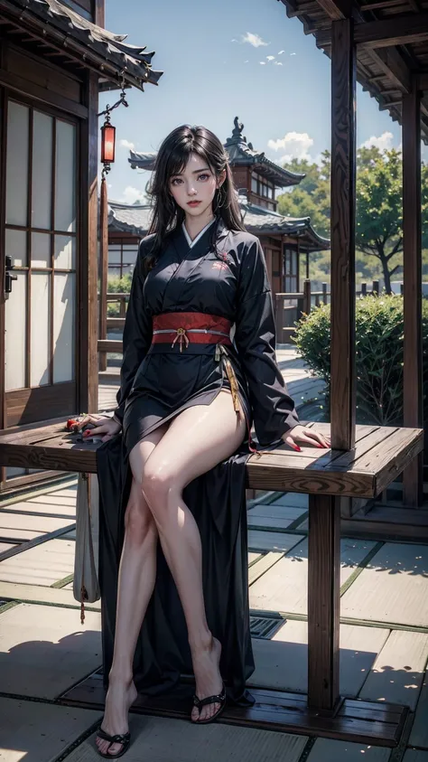 ((最high quality, 8K, masterpiece: 1.3, Ultra HD, high quality, 最high quality, High resolution, realism)) 、A stunningly beautiful 22-year-old Japanese woman、hair color is black、black eye、medium hair、straight hair、smile、Slender but well-proportioned muscular...