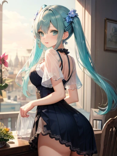 The arrival of spring、big butt、 (alone:1.5,)Super detailed,bright colors, very beautiful detailed anime face and eyes, look straight, ;d, shiny_skin,girl, ((White long hair,Inner color is red 、forehead is exposed.、green eyes、、shiny hair, delicate beautiful...