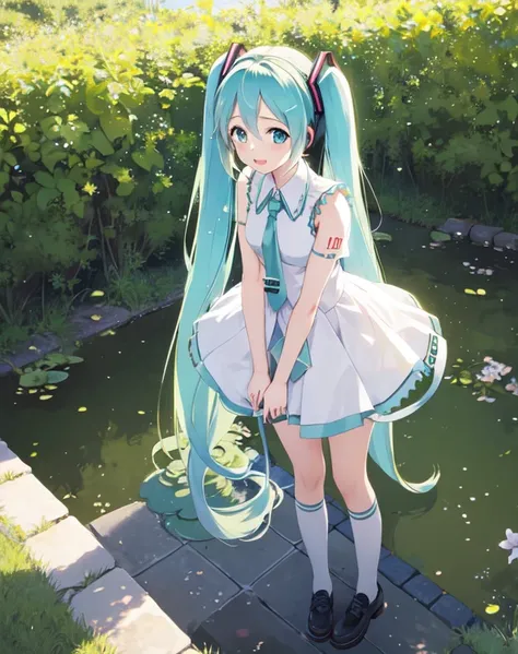 masterpiece, best quality, 1girl, hatsune miku, peeing