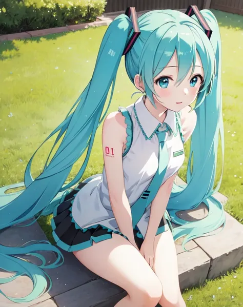 masterpiece, best quality, 1girl, hatsune miku, peeing