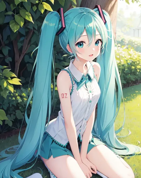 masterpiece, best quality, 1girl, hatsune miku, peeing