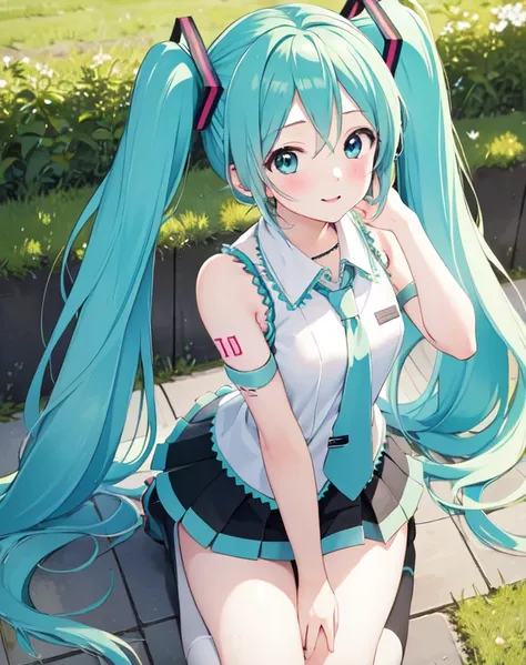 masterpiece, best quality, 1girl, hatsune miku, peeing