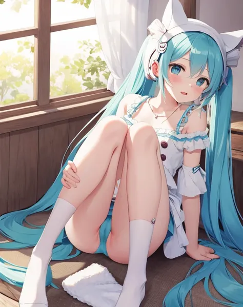 masterpiece, best quality, 1girl, hatsune miku, peeing on me 