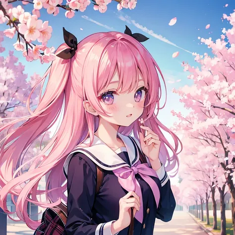 Beautiful girl uniform cherry blossom